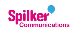 Logo mit Text "Spilker Communications" in pink und einem blauen Punkt.