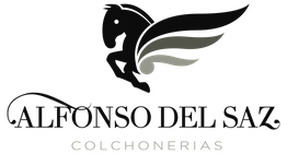 Logo de un caballo alado con el texto "Alfonso del Saz Colchonerías" debajo.