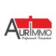 Logo mit rotem Hausdach und Text: "Aurimmo. Ostfriesisch. Kompetent."