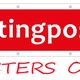 Rode schuttingposter.nl logo met tekst: "Tuinposters op maat".