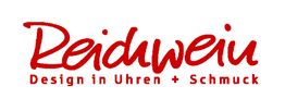 Logo mit rotem Schriftzug: "Reidwein Design in Uhren + Schmuck".