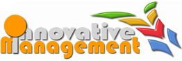 Logo mit Text "Innovative Management" und bunten grafischen Elementen.