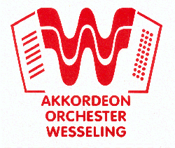 Logo des Akkordeon Orchesters Wesseling in Rot, mit stilisiertem Akkordeon und Buchstaben "W".