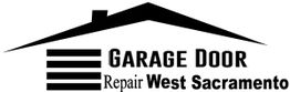 Garage Door Repair West Sacramento logo with a house roof silhouette and text.