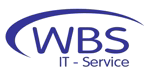Logo mit blauer Ellipse und Text: "WBS IT-Service".