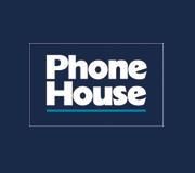 Logo de Phone House en fondo azul oscuro con letras blancas y una línea azul clara debajo.