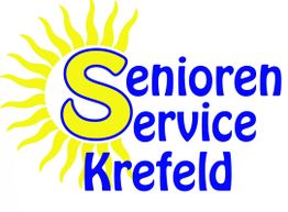 Text "Senioren Service Krefeld" mit gelber Sonne im Hintergrund.