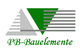 Logo mit grauem und grünem Dreieck, darunter Schriftzug "PB-Bauelemente".