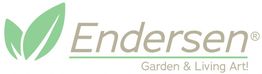 Logo van Endersen met groene bladeren en de tekst "Garden & Living Art!".