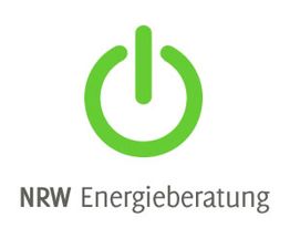 Logo mit grünem Einschalt-Symbol und Text "NRW Energieberatung".