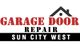 Garage Door Repair Sun City West logo with house roof icon.