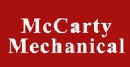 White text "McCarty Mechanical" on a red background.