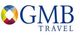 Logotipo de GMB Travel con emblema colorido a la izquierda y texto en azul a la derecha.