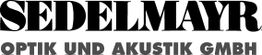 Logo mit dem Text "SEDELMAYR OPTIK UND AKUSTIK GMBH" in schwarzer und grauer Schrift.