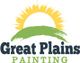 Logo of Great Plains Painting with sun and green brush stroke.