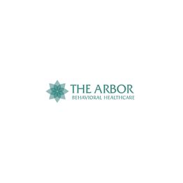 Logo of The Arbor Behavioral Healthcare with a geometric blue floral design on the left.
