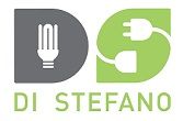 Logo di Stefano, con lampadina e spina elettrica stilizzate, colori grigio e verde.