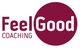 Logo mit Text "Feel Good Coaching" in Burgunderrot auf weißem Hintergrund.