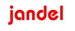 Texto rojo "jandel" en fondo blanco.
