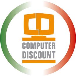 Logo di Computer Discount con cerchio tricolore verde, bianco e rosso.