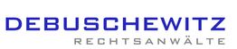 Schriftzug in Blau und Grau: "DEBUSCHEWITZ RECHTSANWÄLTE".