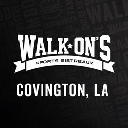 Text reads "Walk-On's Sports Bistreaux, Covington, LA" on a dark background.