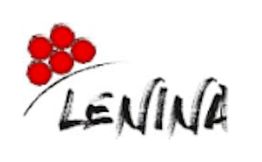 Logo mit fünf roten Punkten und dem Schriftzug "LENINA".