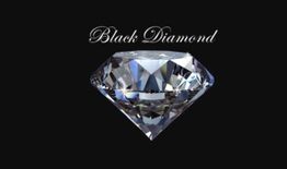 A sparkling diamond with "Black Diamond" text above on a black background.