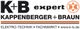 K+B expert Logo mit Schriftzug "Kappenberger + Braun", Elektro-Fachmarkt-Website unten genannt.