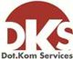 Logo mit rotem Halbkreis, weißen Initialen "DKS" und Text "Dot.Kom Services" unten.