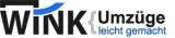 Logo mit Text „WiNK Umzüge leicht gemacht“ in Schwarz und Blau.