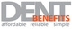 Logo for Dent Benefits: "affordable reliable simple" in grey and orange text.