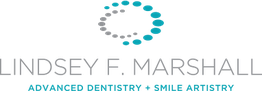 Logo for Lindsey F. Marshall: Advanced Dentistry + Smile Artistry with a circular design.
