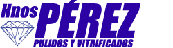 Logotipo de Anillos Pérez con un diamante azul y texto "Piedras y Metales".