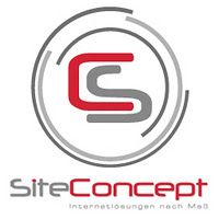 Logo mit den Buchstaben "SC" in roten und grauen Farben, darunter steht "SiteConcept".