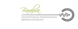 Logo von Barbara Heinemann, Osteopathische Pferdetherapie, mit Hufeisen und grünem Schriftzug.