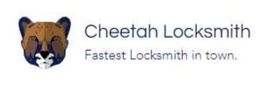 Cheetah Locksmith logo with cheetah face and text "Fastest Locksmith in town."