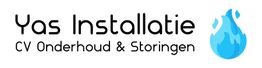 Yas Installatie logo met teksten: "CV Onderhoud & Storingen" en blauwe vlamillustratie.