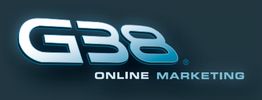 Logo mit dem Schriftzug "G38 ONLINE MARKETING" in silberner und blauer Schrift auf dunklem Hintergrund.