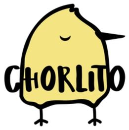 Dibujo de un pájaro amarillo con la palabra "CHORLITO" escrita dentro de su cuerpo.