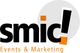 Logo von "smic! Events & Marketing" mit orangenen Akzenten und einem grauen Kreis im Hintergrund.