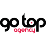 Logo with the text "go top agency" in black and red lowercase letters.