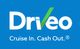 Logo with the text "Driveo" and slogan "Cruise In. Cash Out." on a blue background.
