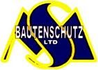 Logo mit gelbem Schriftzug "Bautenschutz Ltd" auf blauem Hintergrund und gelben Konturen.