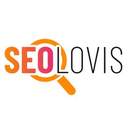 Logo mit der Aufschrift "SEOLOVIS" in bunten Farben und einer Lupe als Designelement.