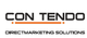 Logo mit Text: „CON TENDO DIRECTMARKETING SOLUTIONS“, schwarzer und oranger Schriftzug.