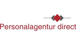 Logo der "Personalagentur direct" mit roten und grauen Rauten.