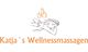 Zeichnung einer Frau bei Massage mit Kerzen. Text: "Katja´s Wellnessmassagen".