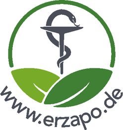 Logo mit Äskulapstab und Blättern, darunter die URL "www.erzapo.de".