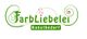Logo mit verschnörkeltem Text: "FarbLiebelei Kunstbedarf" in Grün und Rot.
